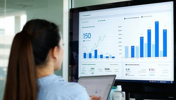 women looking at charts on a screen