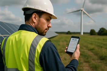 field worker checking news
