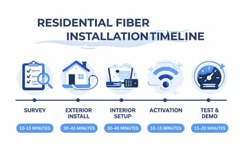 residential fiber installation timeline broken into five sequential steps
