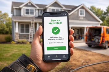 activation screen for new fiber install in front of new property