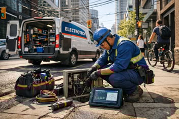 Engineer fixing in a urban field environment