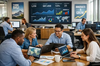 Planning meeting with a group of people discussing growth