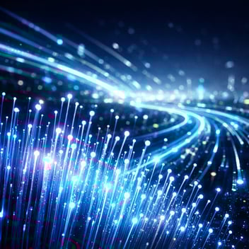 fiber connection visual with beams of light
