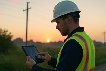 field technician on ipad