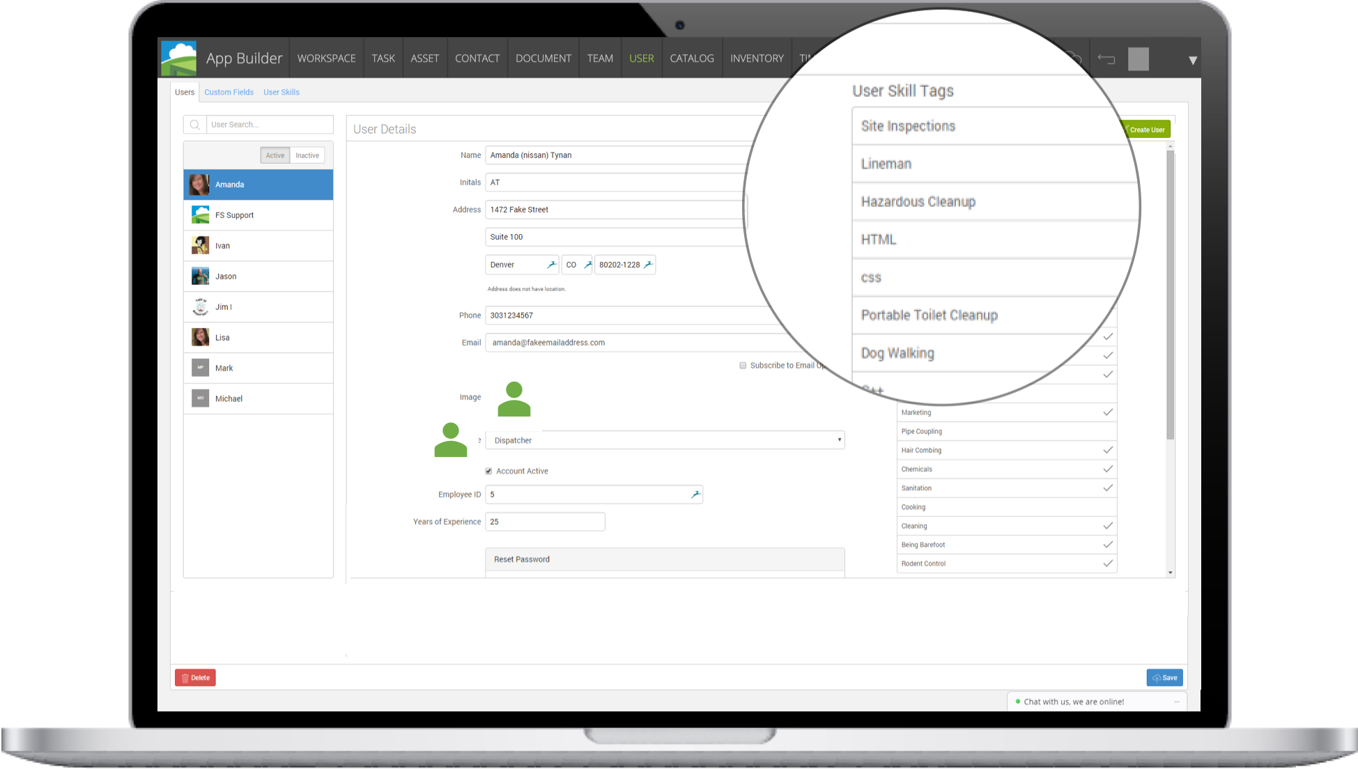 skill tagging field technicians