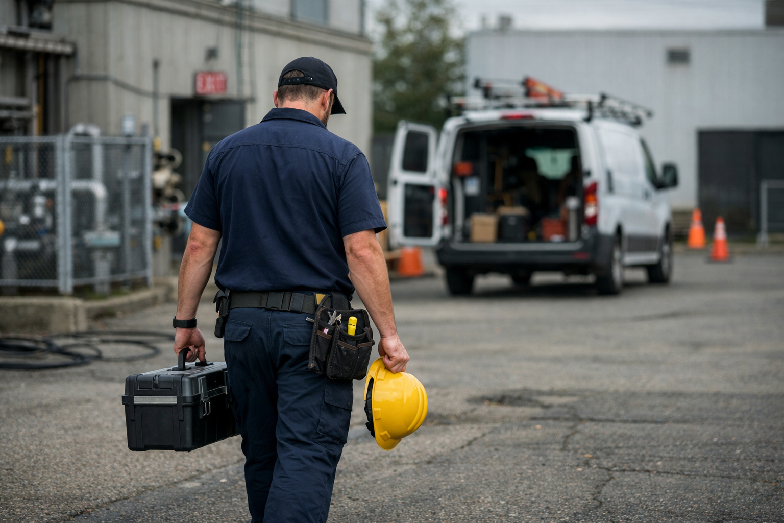 Technician walking away off a job that couldn't be done.